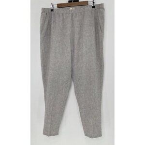 Eileen Fisher Striped Hemp & Organic Cotton Blend Tapered Leg Pull On Pants Sz L